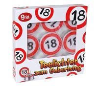 Bougies chauffe-plat pour 18 ans - Panneau de signalisation - 9 pièces