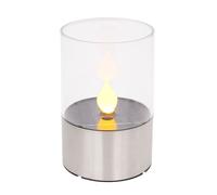 Bougies chauffe-plat Solar Outdoor LED Décoration de jardin Lampe de table Bougies solaires scintillantes à l'extérieur, effet de feu, 1800K blanc chaud, DxH 7,5x11 cm