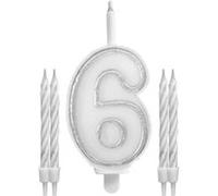 bougies chiffre 6 mèche magique 11cm blanc - sud trading cd1896+06 Blanc G