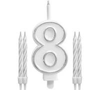 bougies chiffre 8 mèche magique 11cm blanc - sud trading cd1896+08 Blanc G