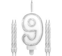 bougies chiffre 9 mèche magique 11cm blanc - sud trading cd1896+09 Blanc G