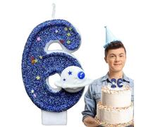 Bougies Chiffre - Bougie Planète Bleue Espace | Décor Gâteau Anniversaire | Ornement Paraffine Avec Socle Solide, Thème Cosmique Fête Enfant