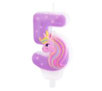 Bougies chiffrées * Licorne rose * avec pied enfichable comme décoration pour anniversaire d'enfant | env. 11 x 5,5 cm | Décoration de gâteau licorne rose violet pour enfants Bougie d'anniversaire