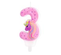Bougies chiffrées * Licorne rose * avec pied enfichable comme décoration pour anniversaire d'enfant | env. 11 x 5,5 cm | Décoration de gâteau licorne rose violet pour enfants Bougie d'anniversaire