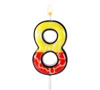 Bougies Chiffres Rouges et Jaunes, Décorations Gâteau Anniversaire Dessin Animé Motif Éclair Cimes Gâteau Numériques Style Anime Enfants Garçons Filles Fournitures Fête Anniversaire (Numéro 8)