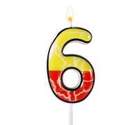 Bougies Chiffres Rouges et Jaunes, Décorations Gâteau Anniversaire Dessin Animé Motif Éclair Cimes Gâteau Numériques Style Anime Enfants Garçons Filles Fournitures Fête Anniversaire (Numéro 6)