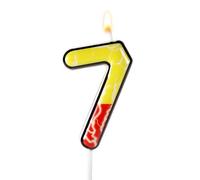 Bougies Chiffres Rouges et Jaunes, Décorations Gâteau Anniversaire Dessin Animé Motif Éclair Cimes Gâteau Numériques Style Anime Enfants Garçons Filles Fournitures Fête Anniversaire (Numéro 7)