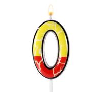 Bougies Chiffres Rouges et Jaunes, Décorations Gâteau Anniversaire Dessin Animé Motif Éclair Cimes Gâteau Numériques Style Anime Enfants Garçons Filles Fournitures Fête Anniversaire (Numéro 0)