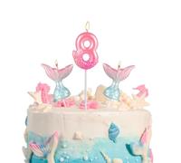 Bougies Chiffres Sirène La queue, 3D Roses Bougies Chiffre Sirène 8,Bougies Anniversaire Fille Enfant pour Gateau Topper, Decoration Gateau de Anniversaire Fête Célébration Fournitures