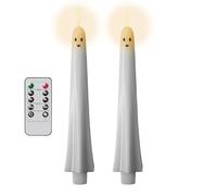 Bougies Coniques Sans Flamme - 100 G De Lumières LED Fantômes | Décor De De Minuterie À Distance | Chandelier D'Halloween Scintillant À Piles, Centre De Table Effrayant Blanc, Accent D'horreur Po