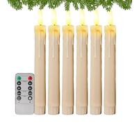 Bougies coniques sans flamme à LED en cire,Bougies coniques à LED avec scintillement de cire | Bougies réalistes de flamme vacillante de cire 6X avec minuterie | Bougies LED pour lumières de thé Faux