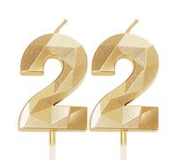 Bougies d'anniversaire 22 ans, Bougies Numéro 22 Doré Joyeux Anniversaire, Garçons Filles Elle Lui Femmes Hommes Décoration de Dessus de Gâteau pour Fête d'Anniversaire 22 Ans Mariage Anniversaire