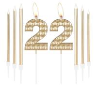 Bougies d'anniversaire 22 ans en forme de chiffre 22 pour filles et garçons - Décoration de gâteau joyeux pour homme et femme - Pour fête, anniversaire de mariage