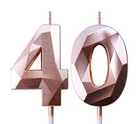Bougies d'anniversaire 40 ans Femme Bougie Chiffre Rose Gold Bougies Numéros Décoration Gateau Anniversaire Bougie 40 ans Bougies Anniversaire Adulte