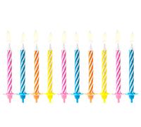 Bougies d'anniversaire 6cm avec support Set de 10 multicolores