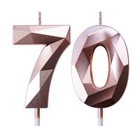 Bougies d'anniversaire 70 ans Femme Bougie Chiffre Rose Gold Bougies Numéros Décoration Gateau Anniversaire Bougie 70 ans Bougies Anniversaire Adulte