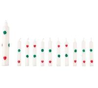 bougies d'anniversaire 8/13,5 cm de cire blanc/vert/rouge 11 pièces