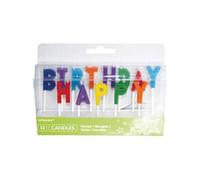 bougies d'anniversaire 8Happy Birthday,3 cm blanc 8 pièces