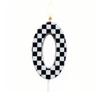 Bougies d'anniversaire à motif damier noir et blanc, bougies de fête sur le thème de la course, bougies numéro 0 pour décorations de gâteau pour filles et garçons, décorations de 1er anniversaire