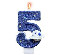 Bougies d'anniversaire à thème d'espace - Bougies de gâteau bleu, décorations de fête de la planète | Eusable Decorative CandlesNovelty Cake Topper Set pour les, les amis et les célébrations d
