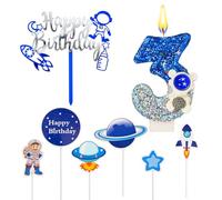 Bougies d'anniversaire Astronaute pour 3 Ans,Bougie Numéro Anniversaire Enfants,Decoration Gâteau Anniversaire Garcon,Espace Thème Décorations de Gâteaux pour Fête d'anniversaire