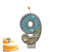 Bougies d'anniversaire avec chiffres 0-9 - Bougie de gâteau sur le thème de la plage | Bougies décoratives pour gâteau étoiles de mer bleues, parfaites pour les fêtes d'anniversaire, les