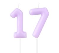 Bougies d'anniversaire avec chiffres en macaron, violet pastel, 17e anniversaire, bougies en macaron, chiffre 17 violet, bougie pour gâteau, bougies en macaron pour gâteau, décoration de gâteau pour