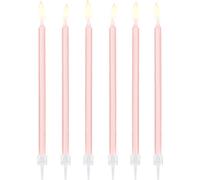 Bougies d'anniversaire avec support 12.5cm rose clair Set de 12 bougies