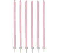 Bougies d'anniversaire avec support 16 pièces rose-blanc 12cm