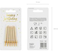 Bougies d'anniversaire avec support 6cm or 6pcs