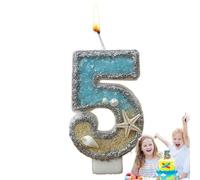 Bougies d'anniversaire - Bougies d'anniversaire avec chiffres | Bougies de gâteau sur le thème de la plage avec étoile de mer bleue 0-9, idéales pour les décorations de gâteaux, les fêtes