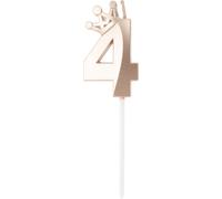 Bougies D'Anniversaire, Bougies De Chiffres 3D Avec Décoration De Couronne, Bougies De Chiffres 4 Pour Décoration De Gâteaux D'Anniversaire, Tons Or Rose