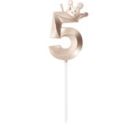 Bougies D'Anniversaire, Bougies De Chiffres 3D Avec Décoration De Couronne, Bougies De Chiffres 5 Pour Décoration De Gâteaux D'Anniversaire, Tons Or Rose