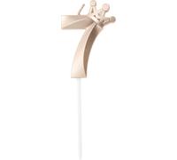 Bougies D'Anniversaire, Bougies De Chiffres 3D Avec Décoration De Couronne, Bougies De Chiffres 7 Pour Décoration De Gâteaux D'Anniversaire, Tons Or Rose