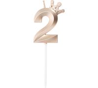 Bougies D'Anniversaire, Bougies De Chiffres 3D Avec Décoration De Couronne, Bougies De Chiffres D'Anniversaire 2 Pour La Décoration De Gâteaux D'Anniversaire, Tons Or Rose
