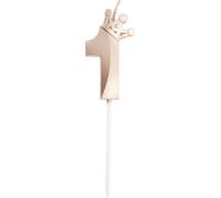 Bougies D'Anniversaire, Bougies De Chiffres 3D Avec Décoration De Couronne, Bougies De Chiffres D'Anniversaire Pour Décoration De Gâteaux D'Anniversaire, Tons Or Rose