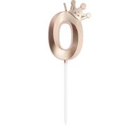 Bougies D'Anniversaire, Bougies De Chiffres 3D Avec Décoration De Couronne, Chiffres 0 Bougies De Chiffres D'Anniversaire Pour Décoration De Gâteaux D'Anniversaire, Tons Or Rose