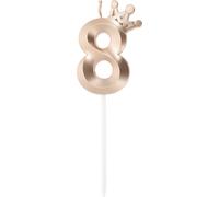 Bougies D'Anniversaire, Bougies De Chiffres 3D Avec Décoration De Couronne, Chiffres 8 Bougies De Chiffres D'Anniversaire Pour Décoration De Gâteaux D'Anniversaire, Tons Or Rose