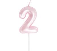 Bougies D'Anniversaire, Bougies De Chiffres 3D Pour Anniversaire, Chiffre 2 Bougie De Chiffre D'Anniversaire Pour Décoration De Gâteaux D'Anniversaire, Rose Nacrée