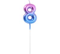 Bougies D'Anniversaire, Bougies De Chiffres 3D Pour Anniversaire, Chiffre 8 Bougies De Chiffres D'Anniversaire Pour Décoration De Gâteaux D'Anniversaire, Bleu Violet