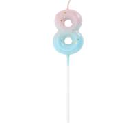 Bougies D'Anniversaire, Bougies De Chiffres 3D Pour Anniversaire, Chiffre 8 Bougies De Chiffres D'Anniversaire Pour Décoration De Gâteaux D'Anniversaire, Rose Bleu