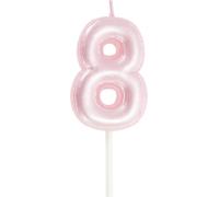 Bougies D'Anniversaire, Bougies De Chiffres 3D Pour Anniversaire, Chiffre 8 Bougies De Chiffres D'Anniversaire Pour Décoration De Gâteaux D'Anniversaire, Rose Nacrée
