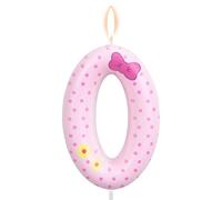Bougies d'Anniversaire Chiffre Nœud Rose, Bougies à Pois Chat Dessin Animé Décoration Gâteau Bougie Topper pour Filles Femmes Mariage Anniversaire Fête (Numéro 0)