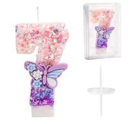 Bougies d'Anniversaire Chiffres, 7,2cm Bougies à Gâteau Papillon Bougies Gâteaux avec Paillettes Décorations de Gâteau pour Filles et Femmes Fournitures de Fête d'Anniversaire (Numéro 7)