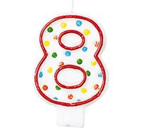 Bougies d'anniversaire chiffres avec des points colorés polka dots article de décoration de fête - numéro 8