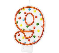Bougies d'anniversaire chiffres avec des points colorés polka dots article de décoration de fête - numéro 9