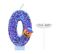 Bougies d'anniversaire citrouilles d'Halloween en forme de chiffre 0 - Thème imprimé citrouilles d'Halloween - Bougies d'anniversaire - Chiffres - Décoration de gâteau d'anniversaire pour garçon et