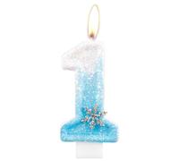 Bougies d'anniversaire congelées,fille 1er anniversaire décorations,flocon de neige numéro 1 bougies, bougies congelées bleu blanc gâteau Toppers pour enfants fête d'anniversaire décor fournitures