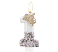 Bougies d'anniversaire couronne dorée - Bougie numéro 1 pour gâteau, joyeux 1er anniversaire, décoration de cygne blanc pour filles et femmes, 1er fête d'anniversaire