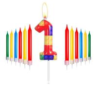 Bougies d'anniversaire de blocs de bâtiment, Décorations 1er d'anniversaire de filles garçons, numéro 1 bougie pour gâteau,pixel bougies à thème de blocs de bâtiment de pour les fournitures de fête